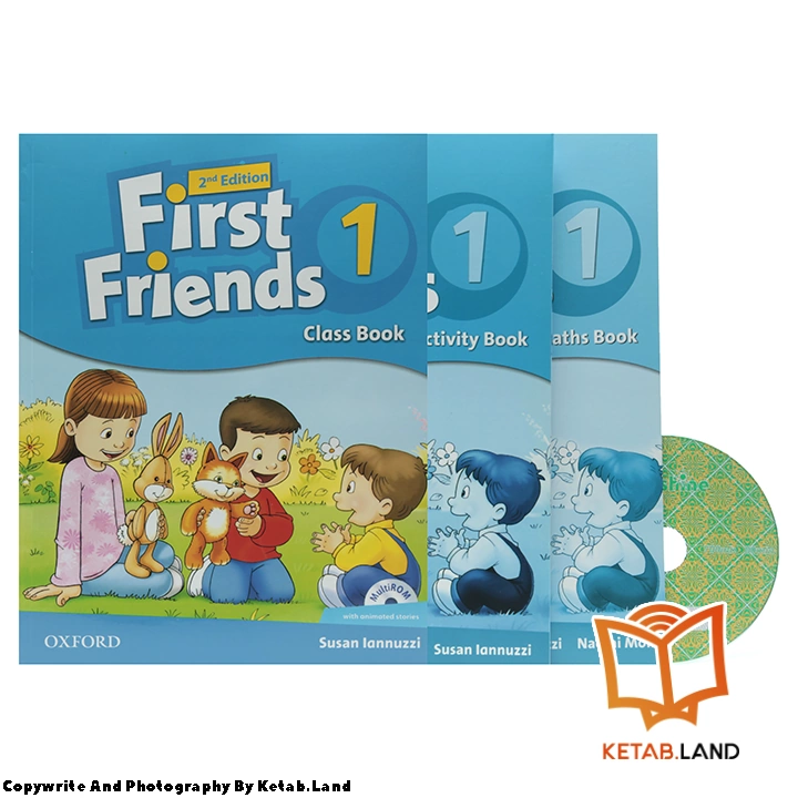 قیمت و خرید کتاب British First Friends 1 2nd از کتاب لند - تصویر اصلی - تصویر اول - تصویر جلد روی کتاب به همراه کتاب کار، مت بوک و DVD