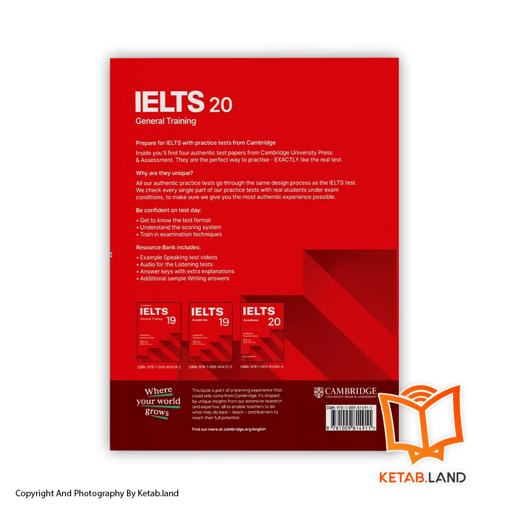 قیمت و خرید کتاب Cambridge IELTS 20 General - تصویر دوم - تصویر جلد پشت کتاب - جلد شومیز