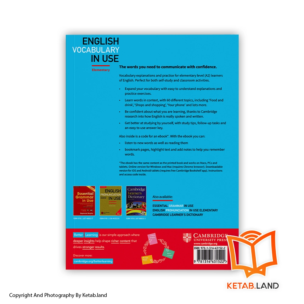قیمت و خرید کتاب Elementary English Vocabulary in Use 3rd از کتاب لند - تصویر دوم - تصویر جلد پشت کتاب - جلد شومیز