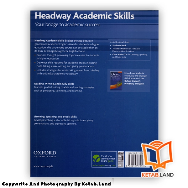 قیمت و خرید کتاب Headway Academic Skills 3 Reading and Writing - تصویر دوم - تصویر جلد پشت کتاب - جلد شومیز