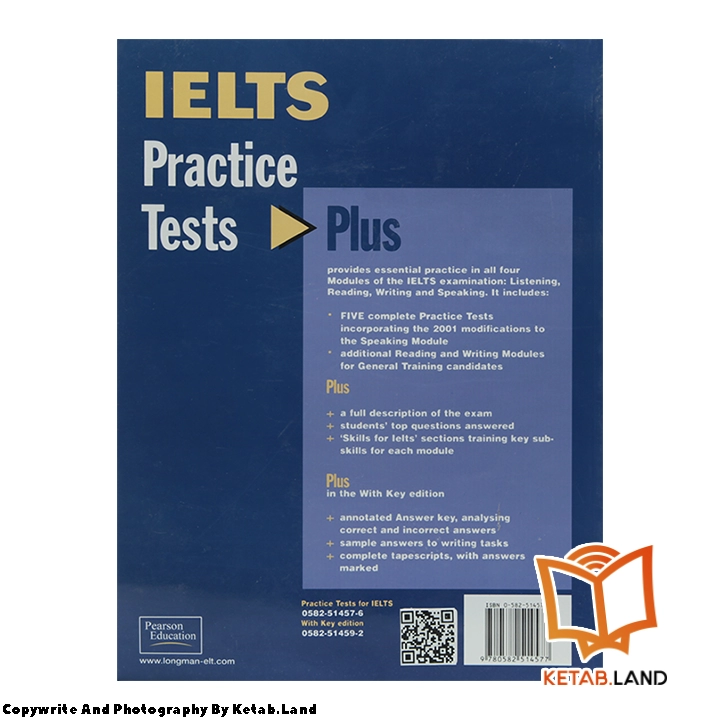 قیمت و خرید کتاب IELTS Practice Tests Plus 1 از کتاب لند - تصویر سوم - تصویر جلد پشت کتاب