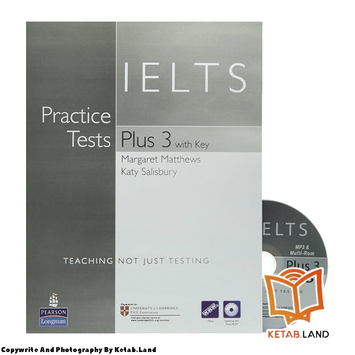 قیمت و خرید کتاب IELTS Practice Tests Plus 3 از کتاب لند - تصویر اصلی - تصویر اول - تصویر جلد روی کتاب به همراه DVD