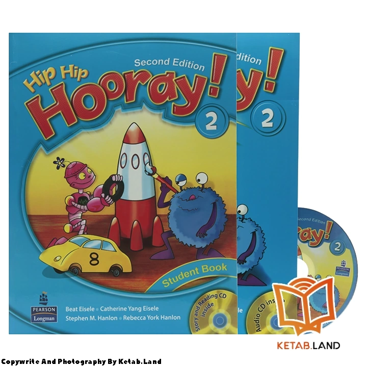 Hip Hip Hooray 2 2nd Book - Main Image - First Image - Front Image with Workbook and DVD of Book قیمت و خرید کتاب Hip Hip Hooray 2 2nd از کتاب لند - تصویر اصلی - تصویر اول - تصویر جلد روی کتاب به همراه کتاب کار و DVD