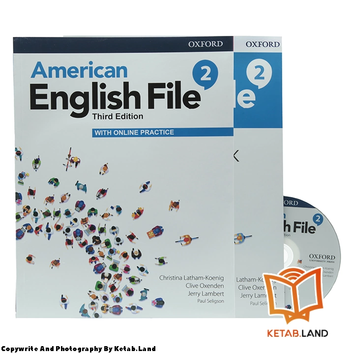 American English File 2 3rd Book - Main Image - First Image - Front Image with Workbook and DVD of Book قیمت و خرید کتاب American English File 2 3rd از کتاب لند - تصویر اصلی - تصویر اول - تصویر جلد روی کتاب به همراه کتاب کار و DVD