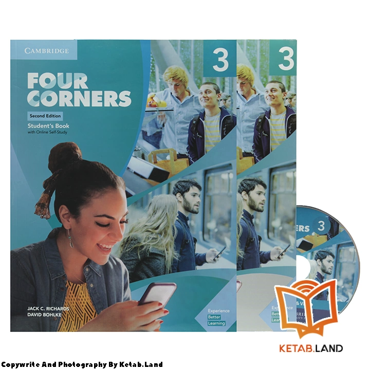 قیمت و خرید کتاب Four Corners 3 2nd از کتاب لند - تصویر اصلی - تصویر اول - تصویر جلد روی کتاب به همراه کتاب کار و DVD