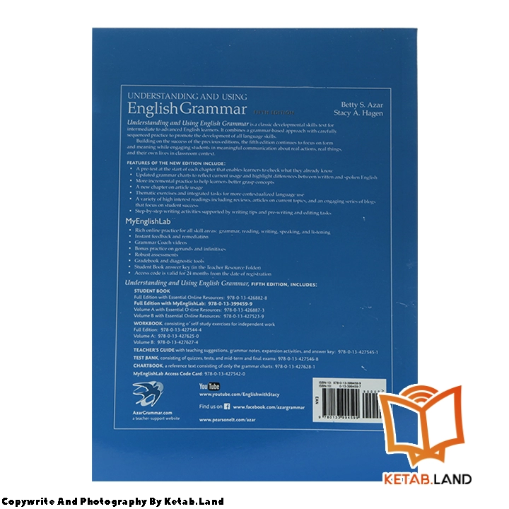 قیمت و خرید کتاب Understanding and Using English Grammar Betty Azar 5th از کتاب لند - تصویر سوم - تصویر جلد پشت کتاب