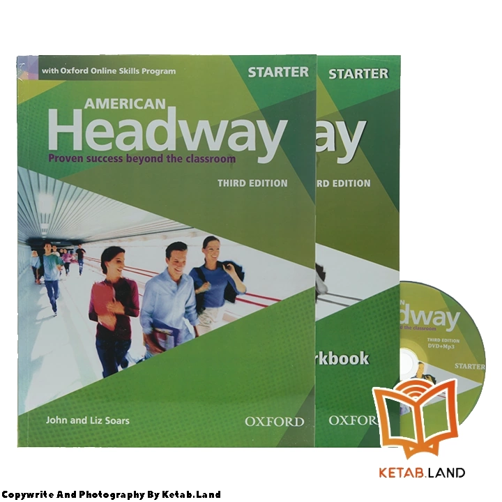 قیمت و خرید کتاب American Headway Starter 3rd از کتاب لند - تصویر اصلی - تصویر اول - تصویر جلد روی کتاب به همراه کتاب کار و DVD