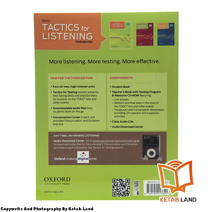 قیمت و خرید کتاب Basic Tactics for Listening 3rd از کتاب لند - تصویر سوم - تصویر جلد پشت کتاب