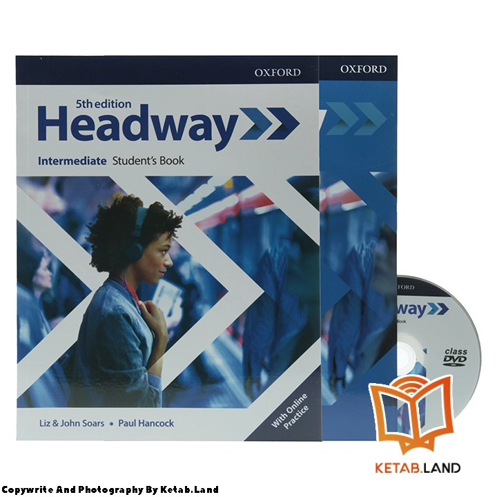 قیمت و خرید کتاب Headway Intermediate 5th از کتاب لند - تصویر اصلی - تصویر اول - تصویر جلد روی کتاب به همراه کتاب کار و DVD