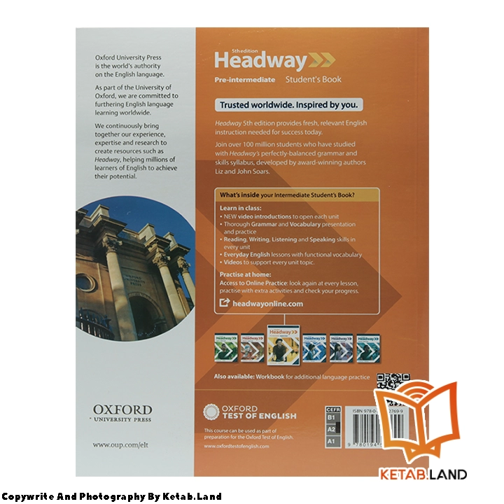 قیمت و خرید کتاب Headway Pre-Intermediate 5th از کتاب لند - تصویر سوم - تصویر جلد پشت کتاب