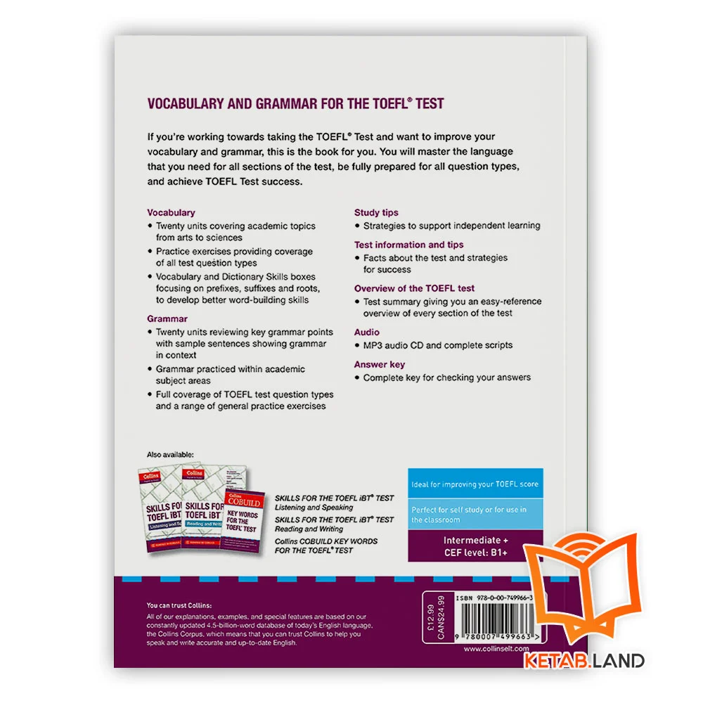 قیمت کتاب کالینز اسکیلز فور آیلتس وکبلری اند گرامر