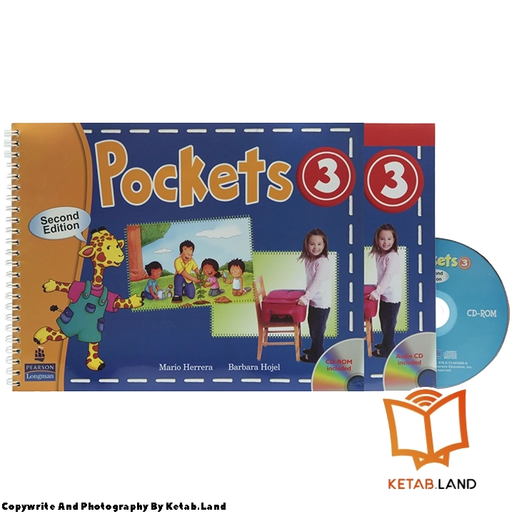 قیمت و خرید کتاب Pockets 3 2nd از کتاب لند - تصویر اصلی - تصویر اول - تصویر جلد روی کتاب به همراه کتاب کار و DVD