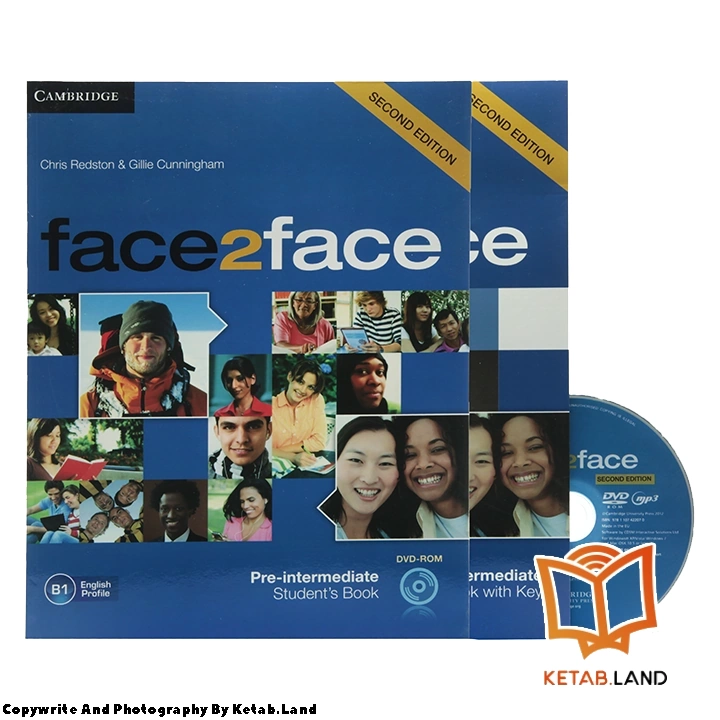 Pre-Intermediate Face 2 Face 2nd Book- Main Image - First Image - Front Image with Workbook and DVD of Book قیمت و خرید کتاب Pre-Intermediate Face 2 Face 2nd از کتاب لند - تصویر اصلی - تصویر اول - تصویر جلد روی کتاب به همراه کتاب کار و DVD