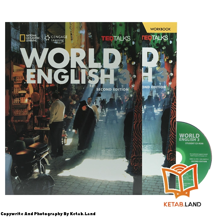 قیمت و خرید کتاب World English 3 2nd از کتاب لند - تصویر اصلی - تصویر اول - تصویر جلد روی کتاب به همراه کتاب کار و DVD