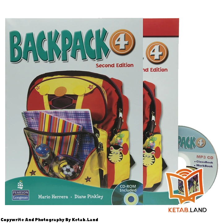 قیمت و خرید کتاب Backpack 4 2nd از کتاب لند - تصویر اصلی - تصویر اول - تصویر جلد روی کتاب به همراه کتاب کار و DVD