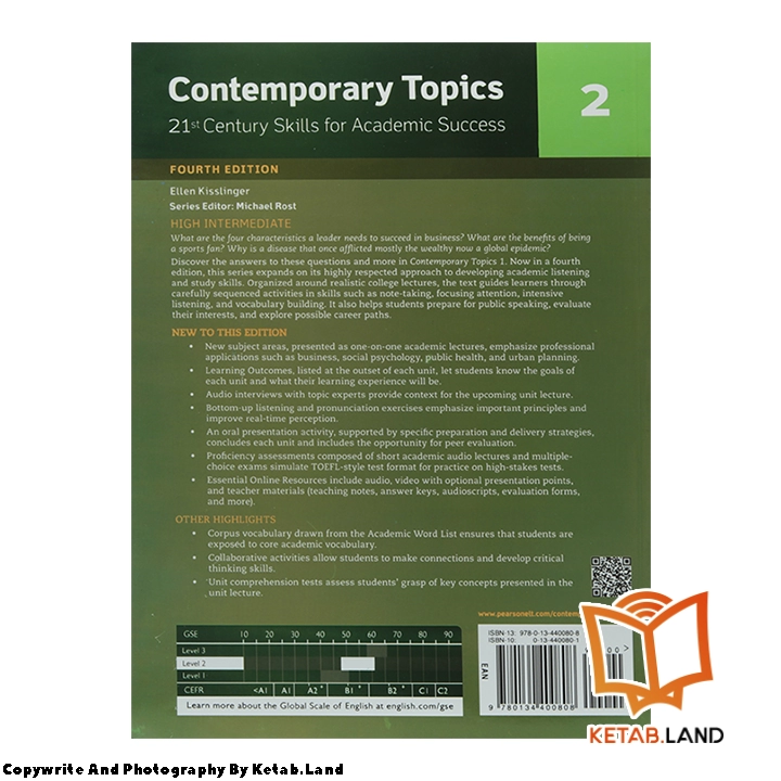 قیمت و خرید کتاب Contemporary Topics 2 4th از کتاب لند - تصویر سوم - تصویر جلد پشت کتاب