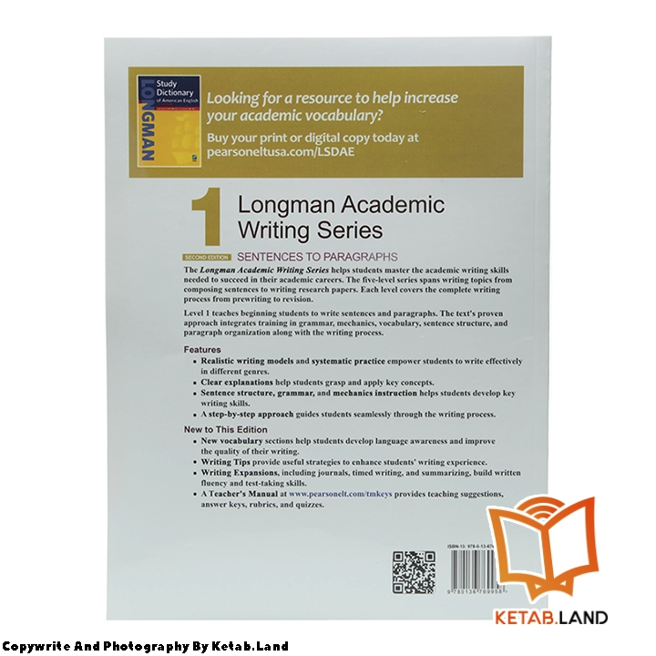 قیمت و خرید کتاب Longman Academic Writing Series 1 2nd از کتاب لند - تصویر دوم - تصویر جلد پشت کتاب
