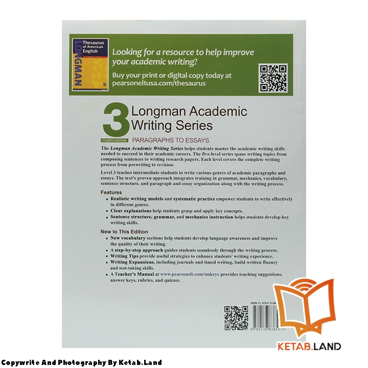 قیمت و خرید کتاب Longman Academic Writing Series 3 4th از کتاب لند - تصویر دوم - تصویر جلد پشت کتاب