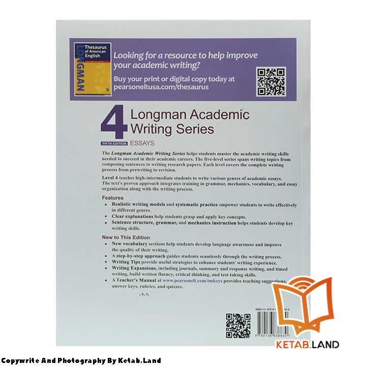 قیمت و خرید کتاب Longman Academic Writing Series 3 4th از کتاب لند - تصویر دوم - تصویر جلد پشت کتاب