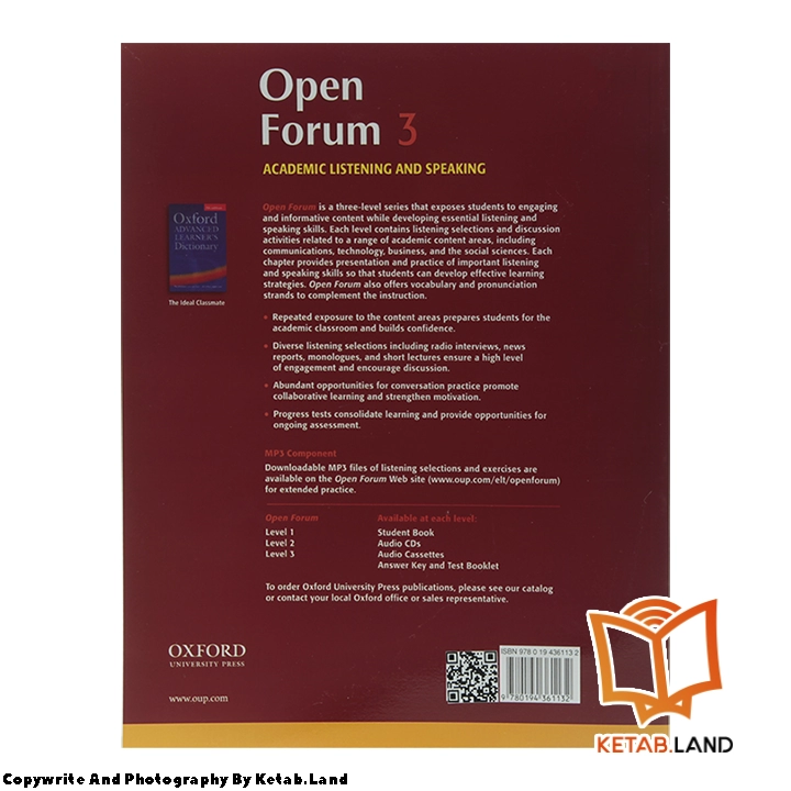 قیمت و خرید کتاب Open Forum 3 از کتاب لند - تصویر سوم - تصویر جلد پشت کتاب