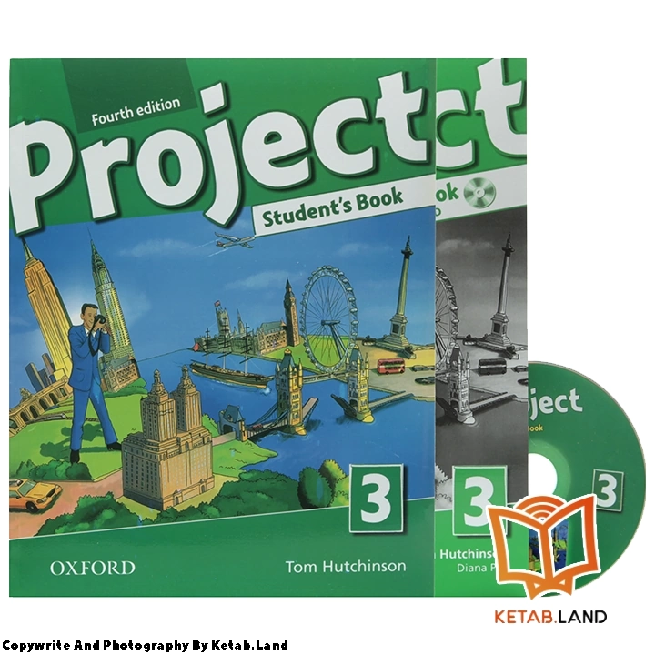 قیمت و خرید کتاب Project 3 4th از کتاب لند - تصویر اصلی - تصویر اول - تصویر جلد روی کتاب به همراه کتاب کار و DVD
