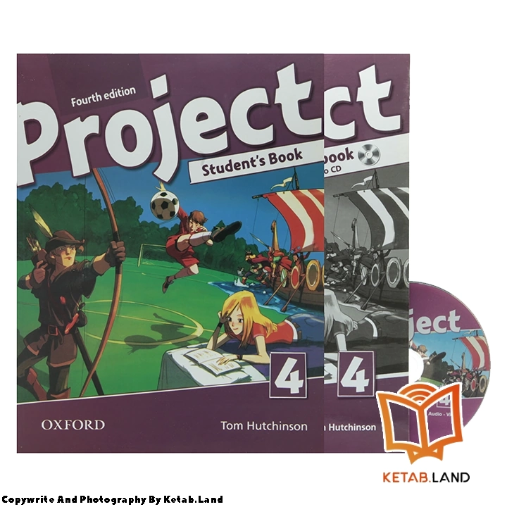 قیمت و خرید کتاب Project 4 4th از کتاب لند - تصویر اصلی - تصویر اول - تصویر جلد روی کتاب به همراه کتاب کار و DVD