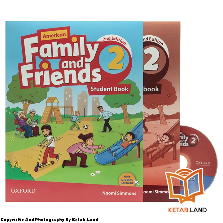 American Family and Friends 2 2nd Book - Main Image - First Image - Front Image of Book قیمت و خرید کتاب American Family and Friends 2 2nd از کتاب لند - تصویر اصلی - تصویر اول - تصویر جلد روی کتاب به همراه کتاب کار، DVD