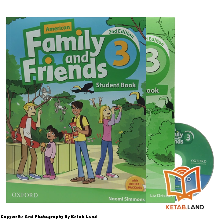 American Family and Friends 3 2nd Book - Main Image - First Image - Front Image of Book قیمت و خرید کتاب American Family and Friends 3 2nd از کتاب لند - تصویر اصلی - تصویر اول - تصویر جلد روی کتاب به همراه کتاب کار، DVD