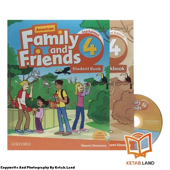 American Family and Friends 4 2nd Book - Main Image - First Image - Front Image of Book قیمت و خرید کتاب American Family and Friends 4 2nd از کتاب لند - تصویر اصلی - تصویر اول - تصویر جلد روی کتاب به همراه کتاب کار، DVD