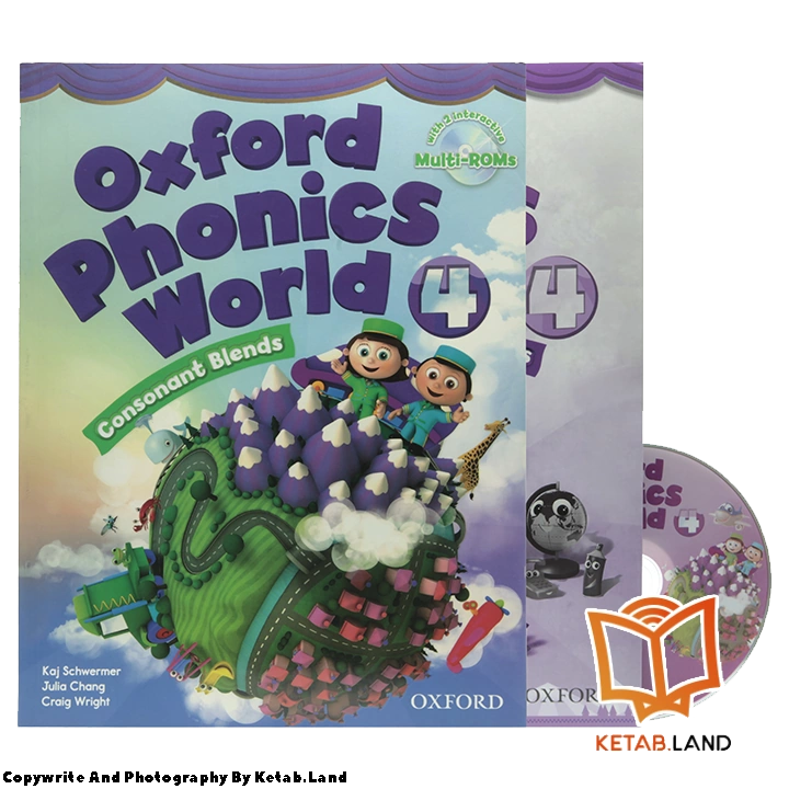 Oxford Phonics World 4 Book - Main Image - First Image - Front Image with Workbook and DVD of Book قیمت و خرید کتاب Oxford Phonics World 4 از کتاب لند - تصویر اصلی - تصویر اول - تصویر جلد روی کتاب به همراه کتاب کار و DVD