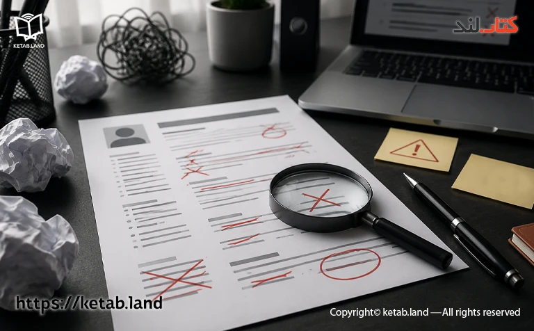 تصویر اشتباهات رایج در نوشتن رزومه انگلیسی است - کتاب لند