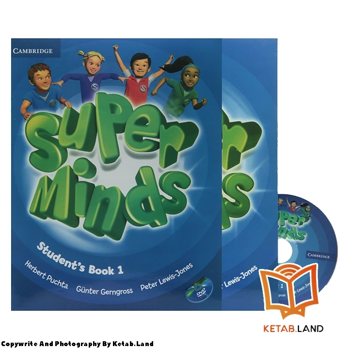 قیمت و خرید کتاب Super Minds 1 از کتاب لند - تصویر اصلی - تصویر اول - تصویر جلد روی کتاب به همراه کتاب کار و DVD