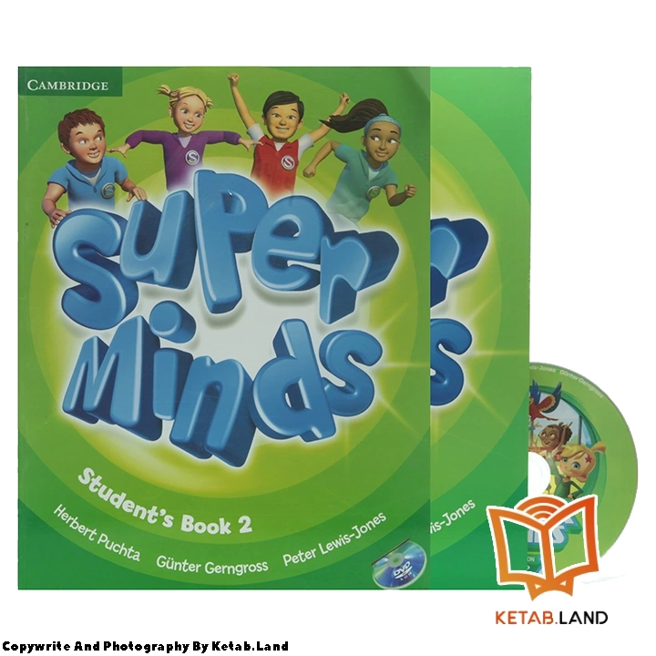 قیمت و خرید کتاب Super Minds 2 از کتاب لند - تصویر اصلی - تصویر اول - تصویر جلد روی کتاب به همراه کتاب کار و DVD