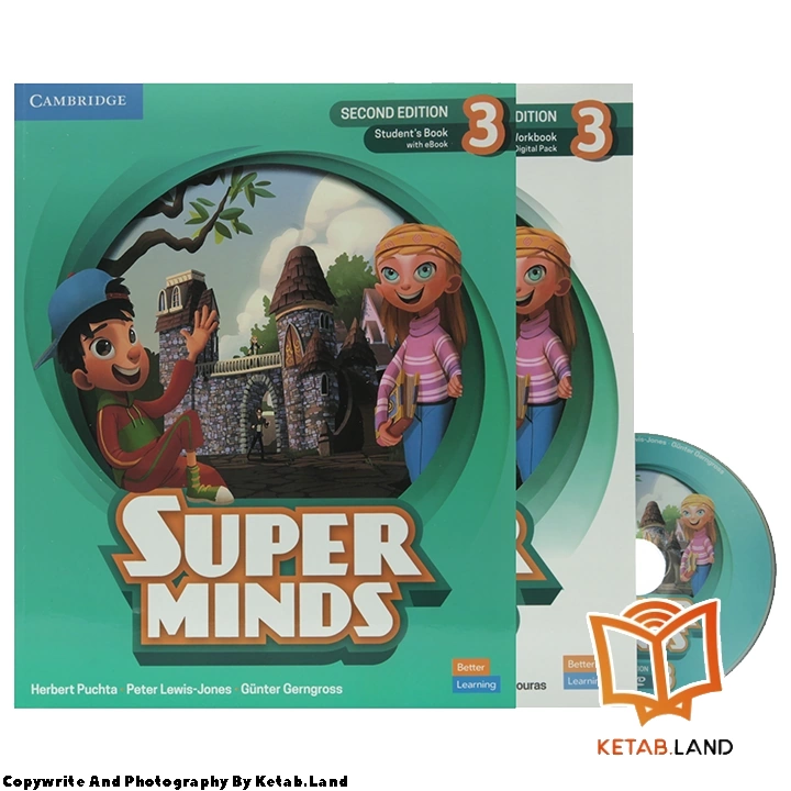 قیمت و خرید کتاب Super Minds 3 2nd از کتاب لند - تصویر اصلی - تصویر اول - تصویر جلد روی کتاب به همراه کتاب کار و DVD