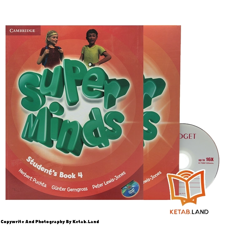 قیمت و خرید کتاب Super Minds 4 از کتاب لند - تصویر اصلی - تصویر اول - تصویر جلد روی کتاب به همراه کتاب کار و DVD