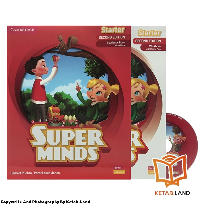 قیمت و خرید کتاب Super Minds Starter 2nd از کتاب لند - تصویر اصلی - تصویر اول - تصویر جلد روی کتاب به همراه کتاب کار و DVD