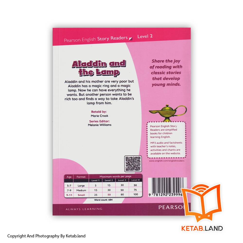 قیمت و خرید کتاب 2 Aladdin and the Lamp Pearson Readers از کتاب لند - تصویر دوم - تصویر جلد پشت کتاب - جلد شومیز