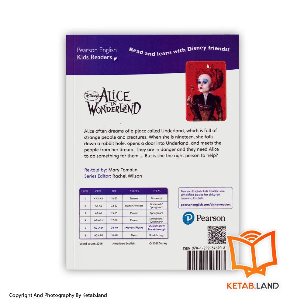 قیمت و خرید کتاب Alice in Wonderland Pearson Kids Readers 5 از کتاب لند - تصویر دوم - تصویر جلد پشت کتاب - جلد شومیز