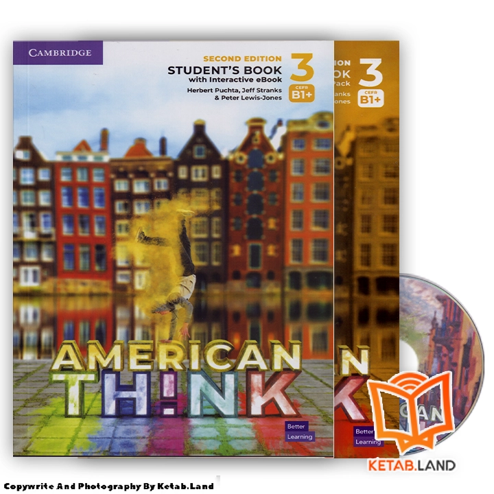 American Think 3 B1+ 2nd Book - Main Image - First Image - Front Image with Workbook and DVD of Book قیمت و خرید کتاب American Think 3 B1+ 2nd از کتاب لند - تصویر اصلی - تصویر اول - تصویر جلد روی کتاب به همراه کتاب کار و CD