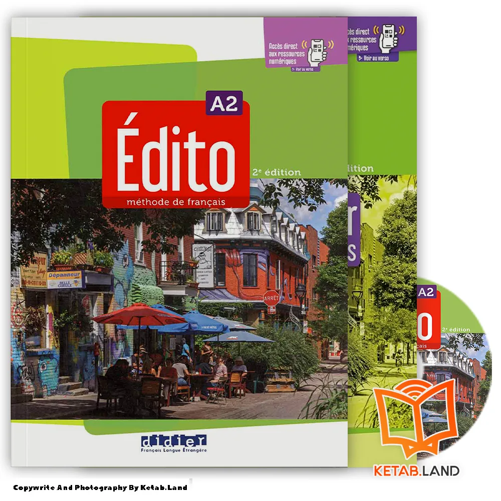 قیمت و خرید کتاب Edito A2 2nd از کتاب لند - تصویر اصلی - تصویر اول - تصویر جلد روی کتاب به همراه کتاب کار و DVD