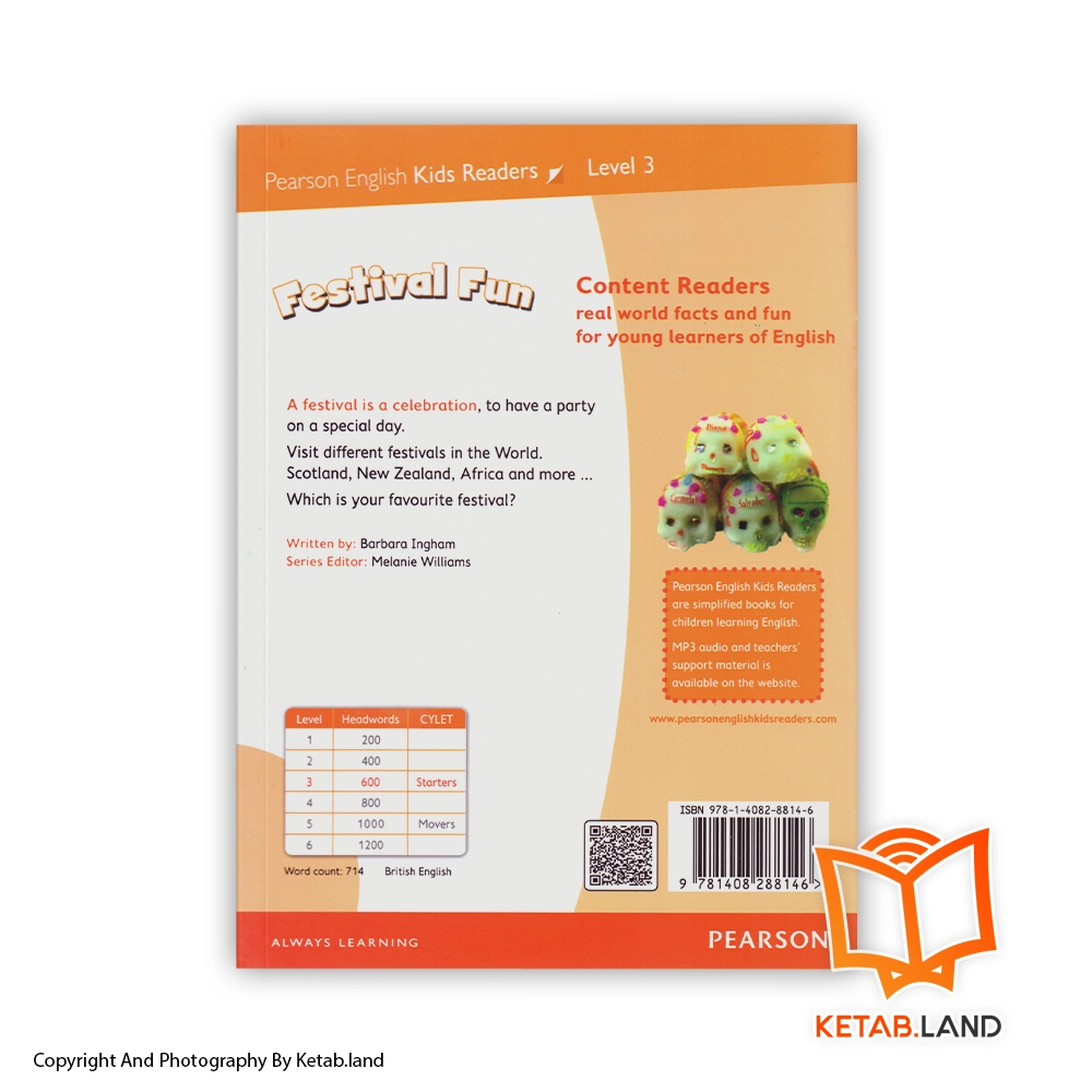 قیمت و خرید کتاب Festival Fun Pearson Kids Readers 3 از کتاب لند - تصویر دوم - تصویر جلد پشت کتاب - جلد شومیز