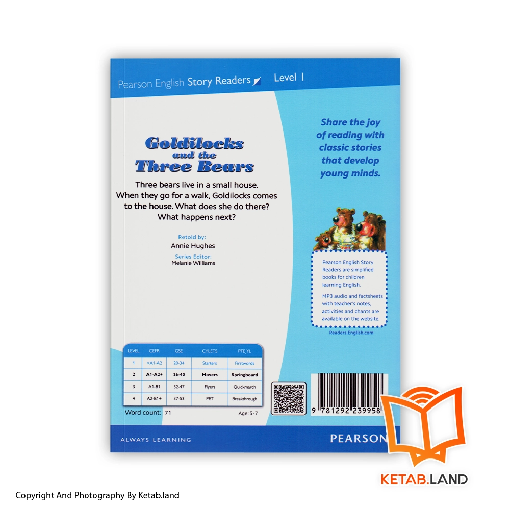 قیمت و خرید کتاب 1 Goldilocks and the Three Bears Pearson Readers از کتاب لند - تصویر دوم - تصویر جلد پشت کتاب - جلد شومیز