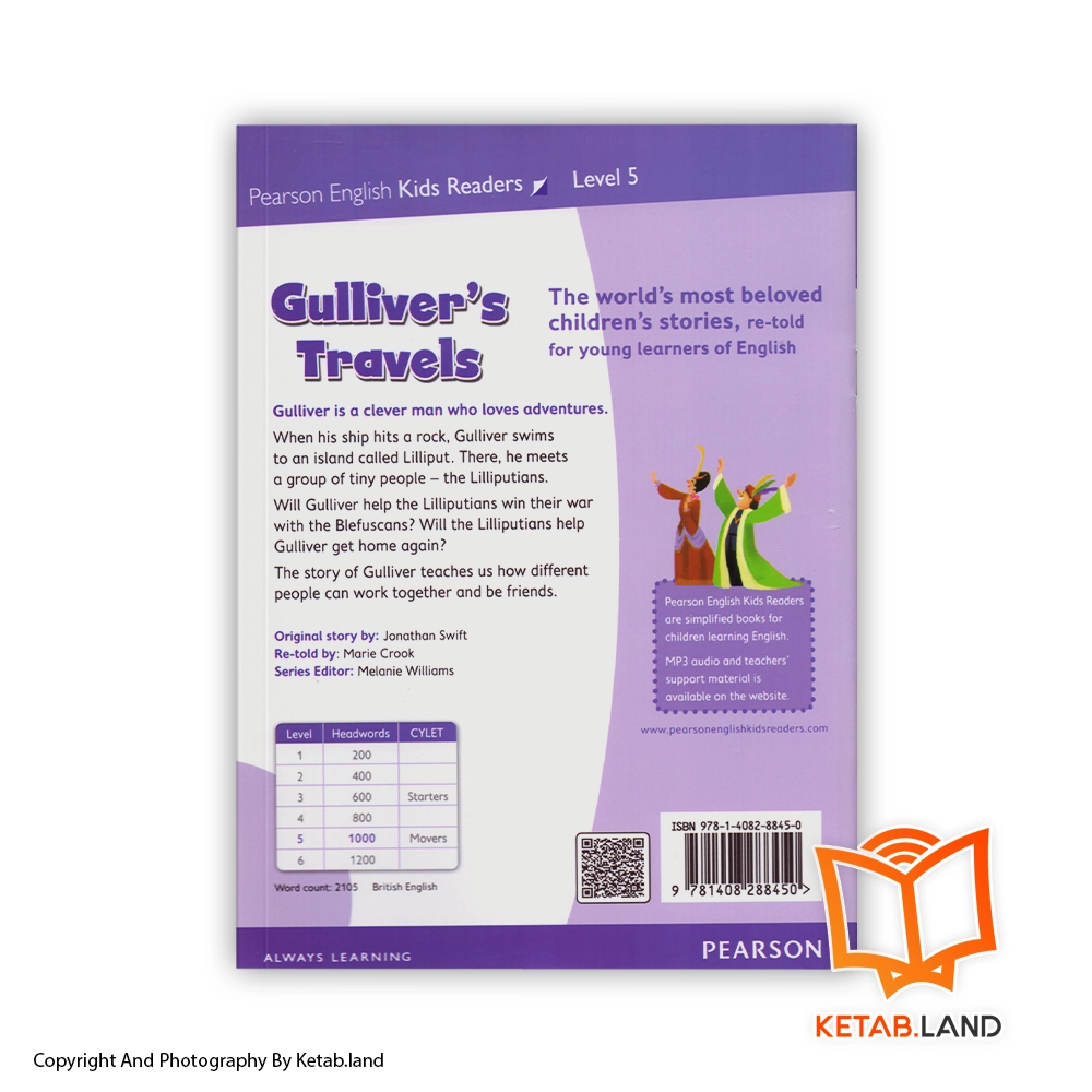 قیمت و خرید کتاب Gulliver’s Travels Lilliput Pearson Kids Readers 5 از کتاب لند - تصویر دوم - تصویر جلد پشت کتاب - جلد شومیز