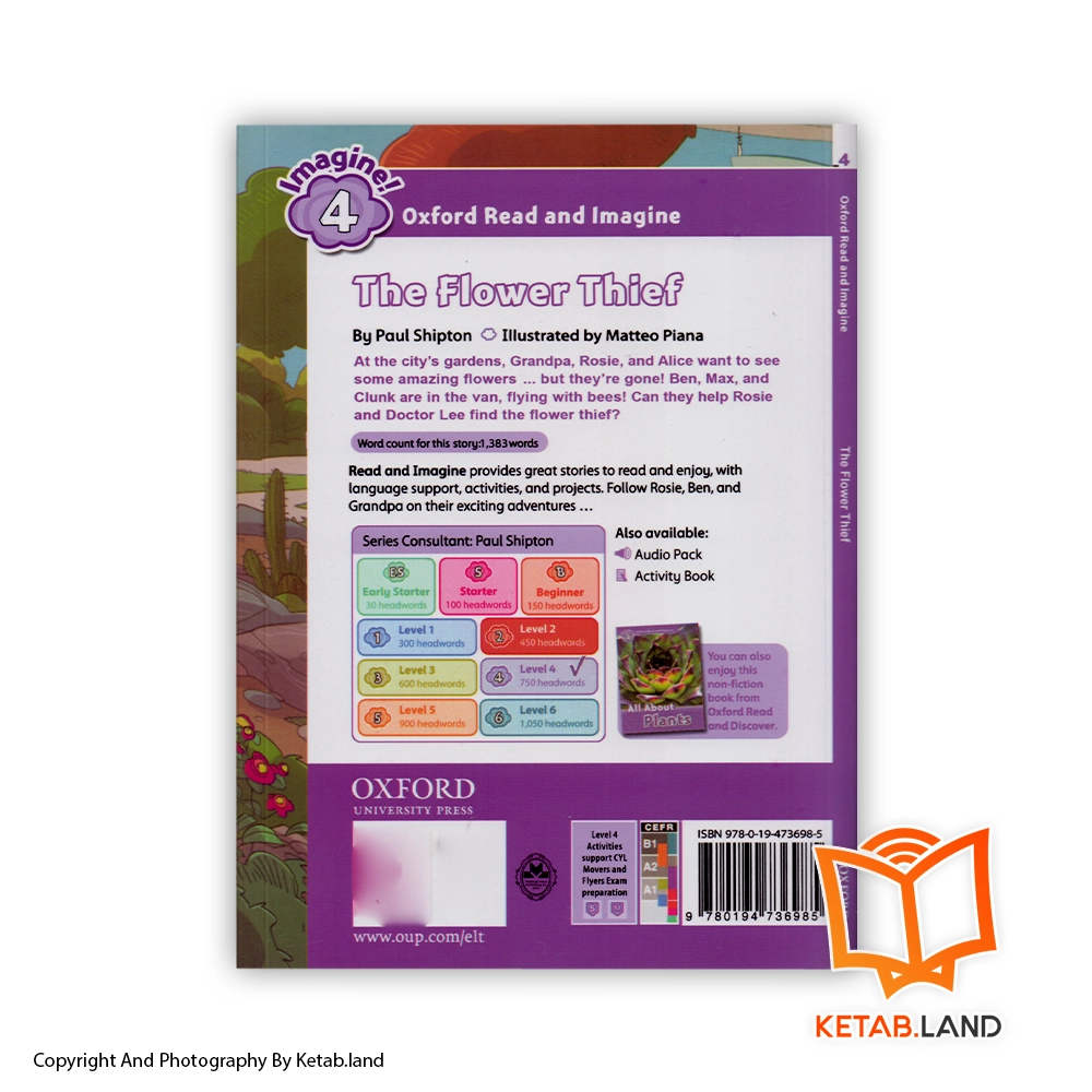 قیمت و خرید کتاب Oxford Read and Imagine 4 The Flower Thief - تصویر دوم - تصویر جلد پشت کتاب - جلد شومیز