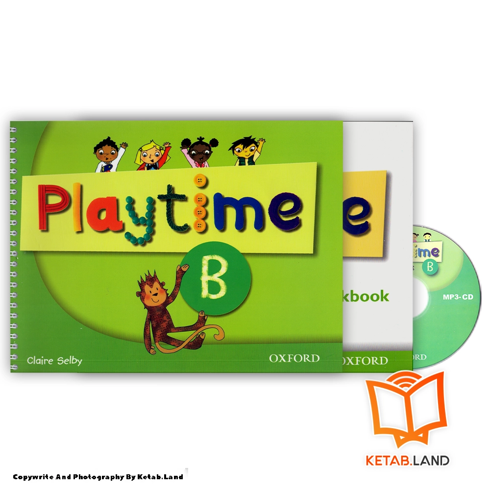 Playtime B Book - Main Image - First Image - Front Image with Workbook and CD of Book قیمت و خرید کتاب Playtime B از کتاب لند - تصویر اصلی - تصویر اول - تصویر جلد روی کتاب به همراه کتاب کار و CD