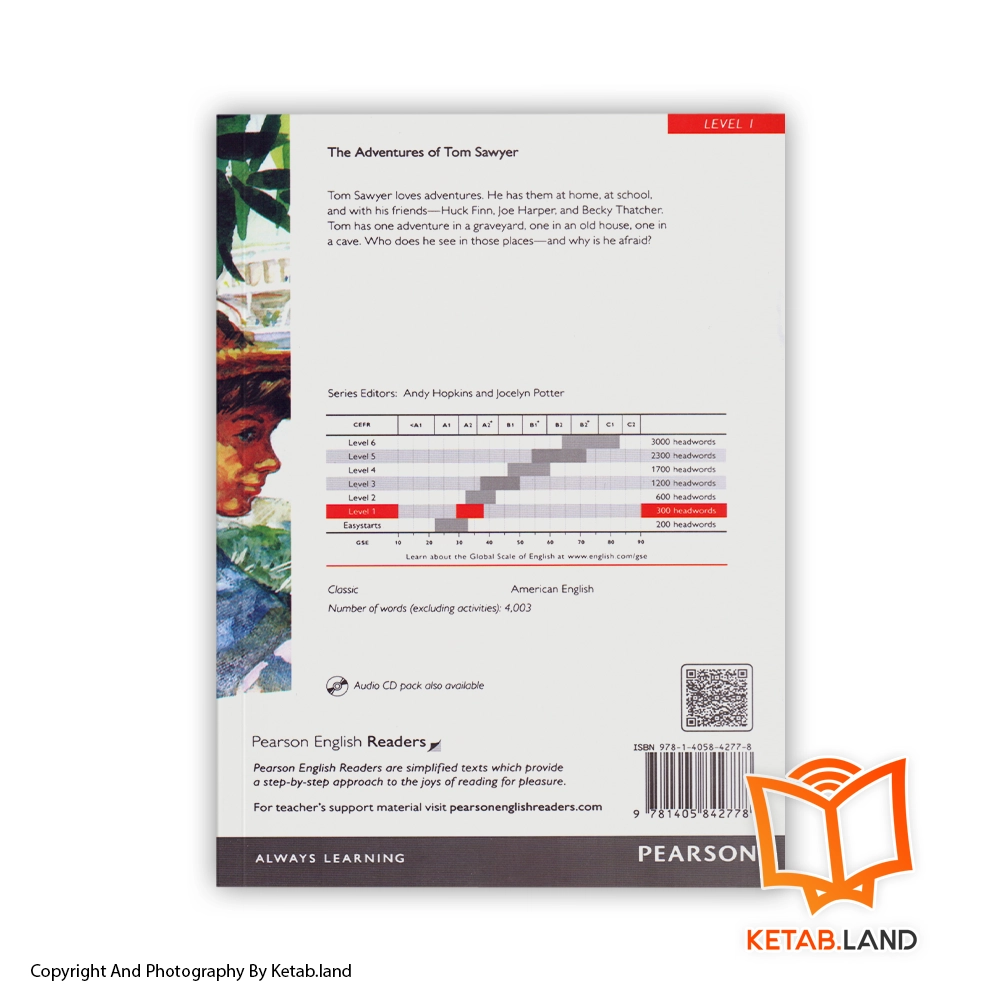 قیمت و خرید کتاب 1 The Adventures of Tom Sawyer Pearson Readers از کتاب لند - تصویر دوم - تصویر جلد پشت کتاب - جلد شومیز