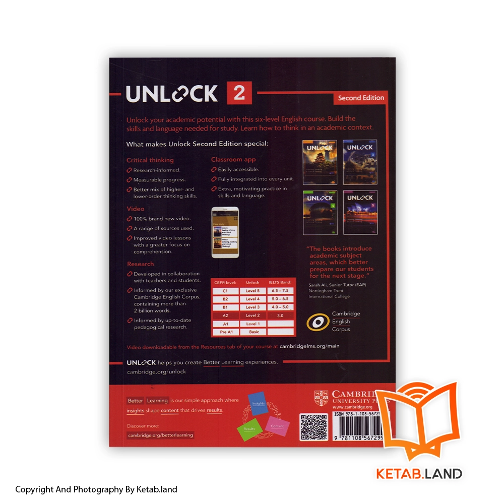 قیمت و خرید کتاب Unlock Listening and Speaking 2 2nd از کتاب لند - تصویر دوم - تصویر جلد پشت کتاب - جلد شومیز