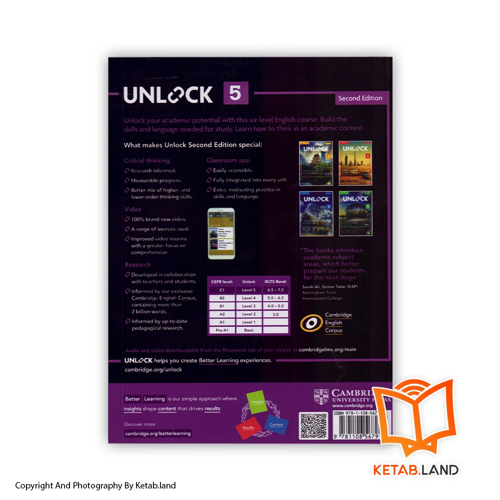 قیمت و خرید کتاب Unlock Listening and Speaking 5 2nd از کتاب لند - تصویر دوم - تصویر جلد پشت کتاب - جلد شومیز