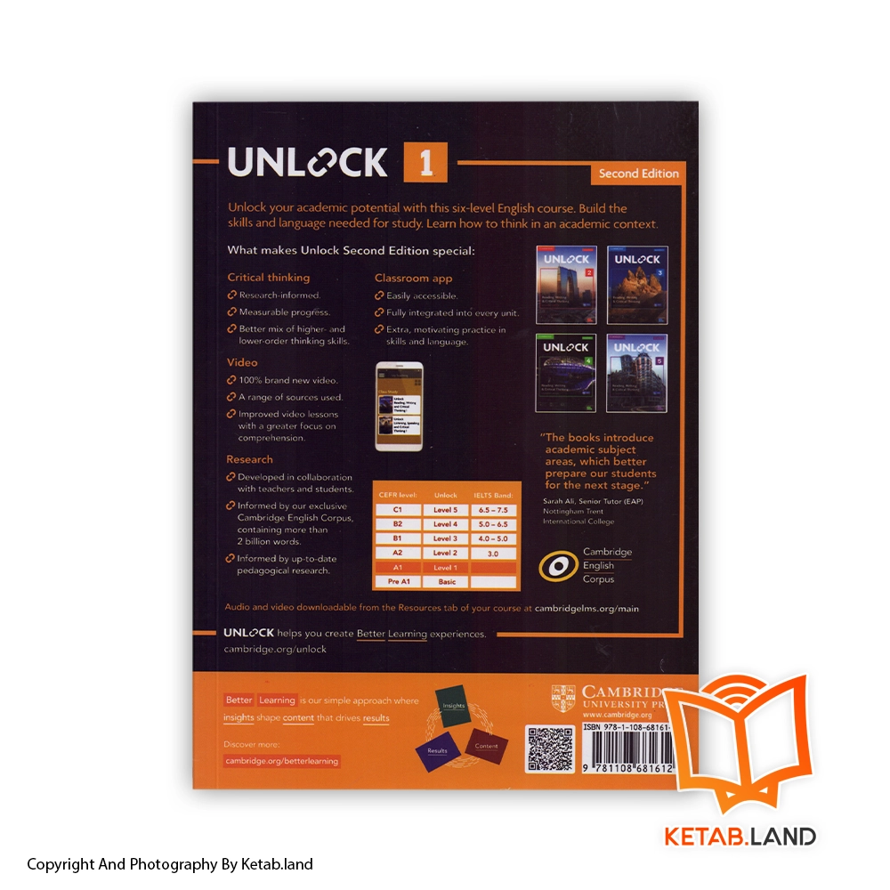 قیمت و خرید کتاب Unlock Reading and Writting 1 2nd از کتاب لند - تصویر دوم - تصویر جلد پشت کتاب - جلد شومیز