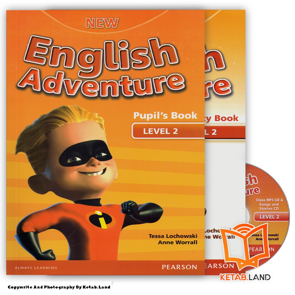 قیمت و خرید کتاب New English Adventure 2 از کتاب لند - تصویر اصلی - تصویر اول - تصویر جلد روی کتاب به همراه کتاب کار و DVD